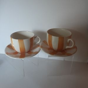 SOUP MUGS/ SAUCERS  (2) ITALY